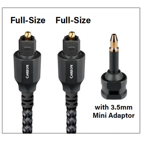 AudioQuest Carbon Optical Toslink Fiber-Optic Cable + Mini-Adaptor (1x Male Toslink > 1x Male Toslink, Single) - Image 4
