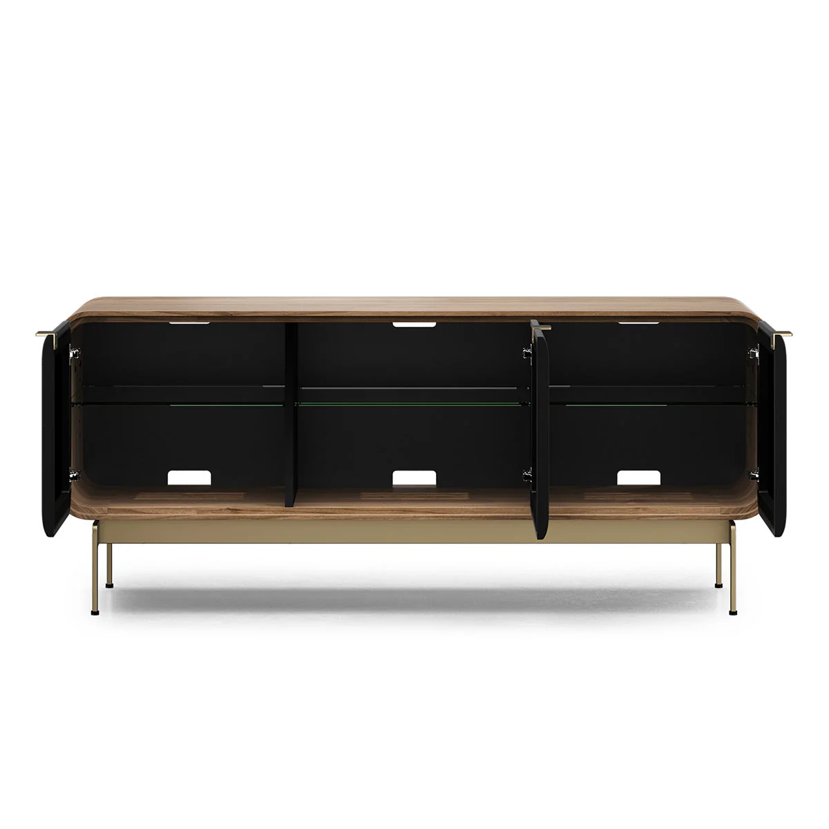 BDI Plume 8077 Triple Wide Media + Storage Cabinet (Natural Walnut, Bronze) - Image 4