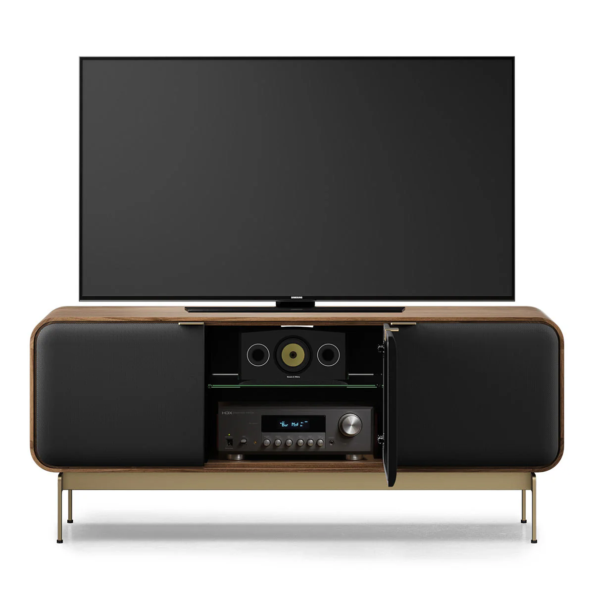 BDI Plume 8077 Triple Wide Media + Storage Cabinet (Natural Walnut, Bronze) - Image 6
