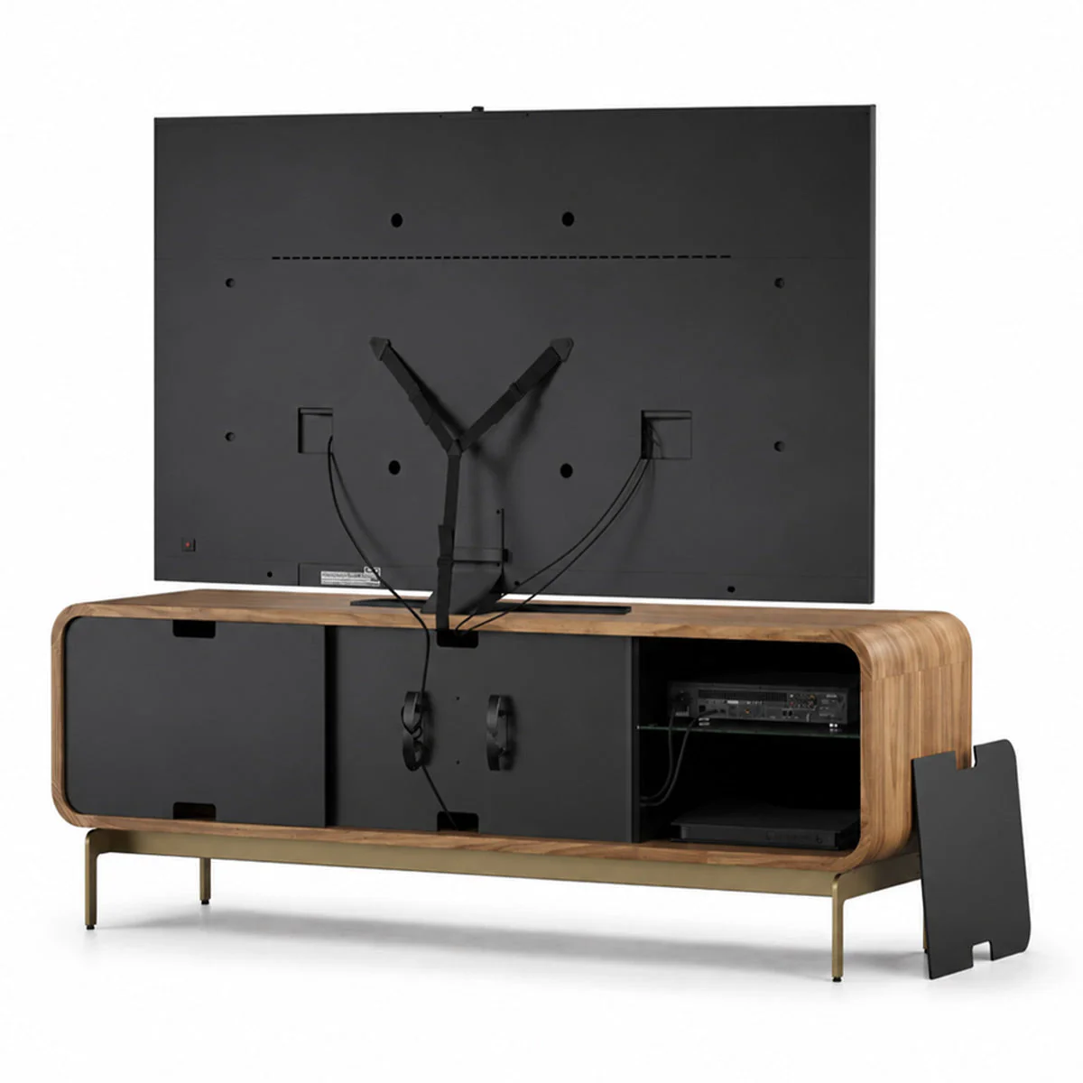 BDI Plume 8077 Triple Wide Media + Storage Cabinet (Natural Walnut, Bronze) - Image 7