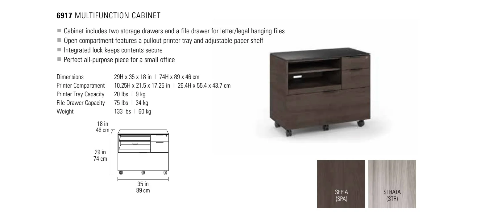BDI Sigma 6917 Multifunction Printer & File Cabinet - Image 5
