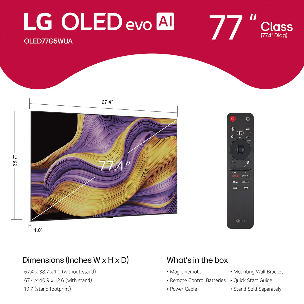 LG OLED evo AI G5 77 Inch 4K Smart TV with AudioQuest Sky 48 3m HDMI Cable - Image 9