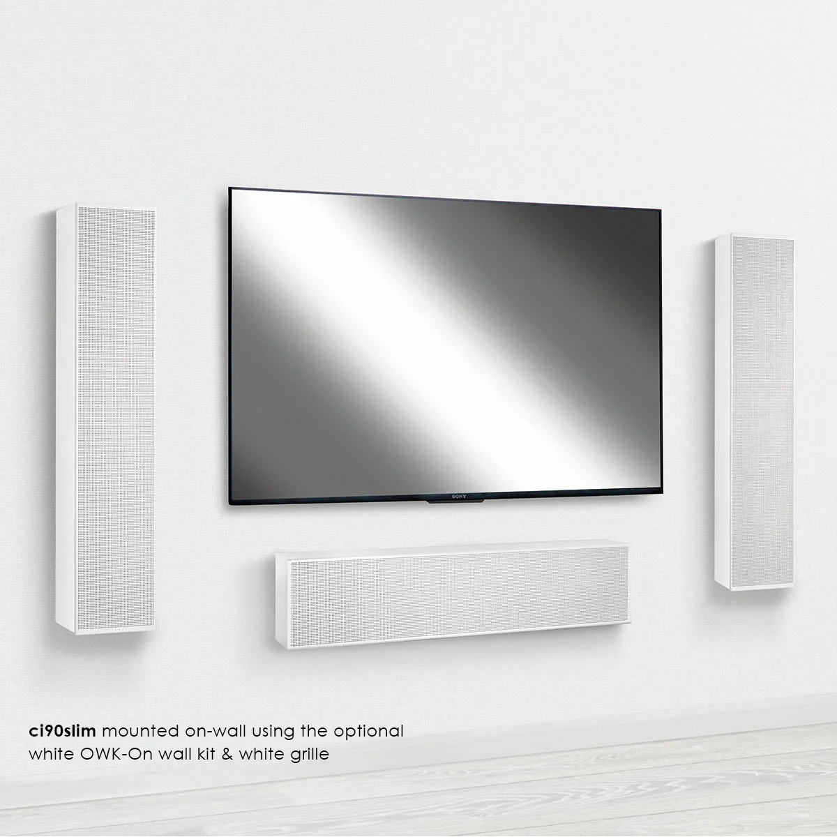 PMC Audio CI90 Slim In Wall Speaker (Black with White Grille) - Image 4