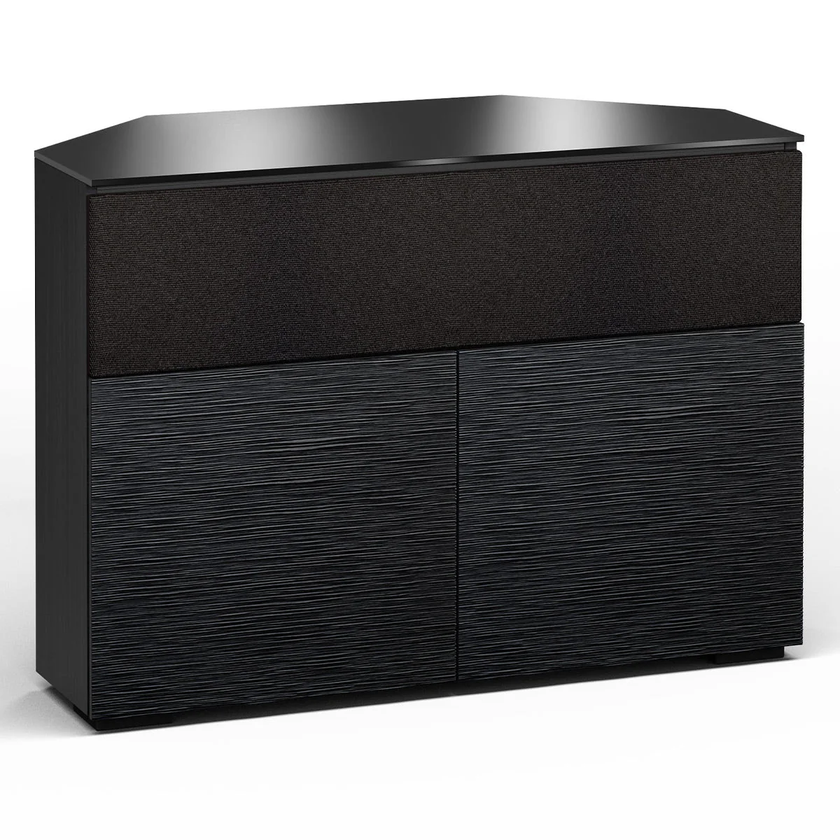 Salamander Chameleon Chicago 329 Twin-Width Corner AV Cabinet (Black Oak with Black Glass Top)
