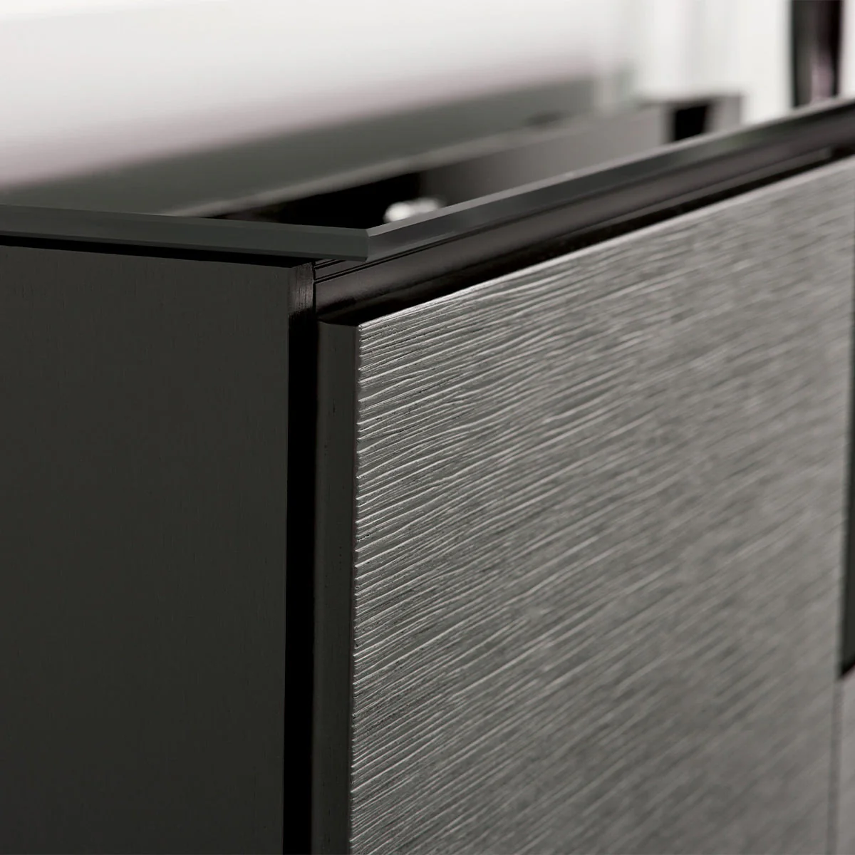 Salamander Chameleon Chicago 329 Twin-Width Corner AV Cabinet (Black Oak with Black Glass Top) - Image 2