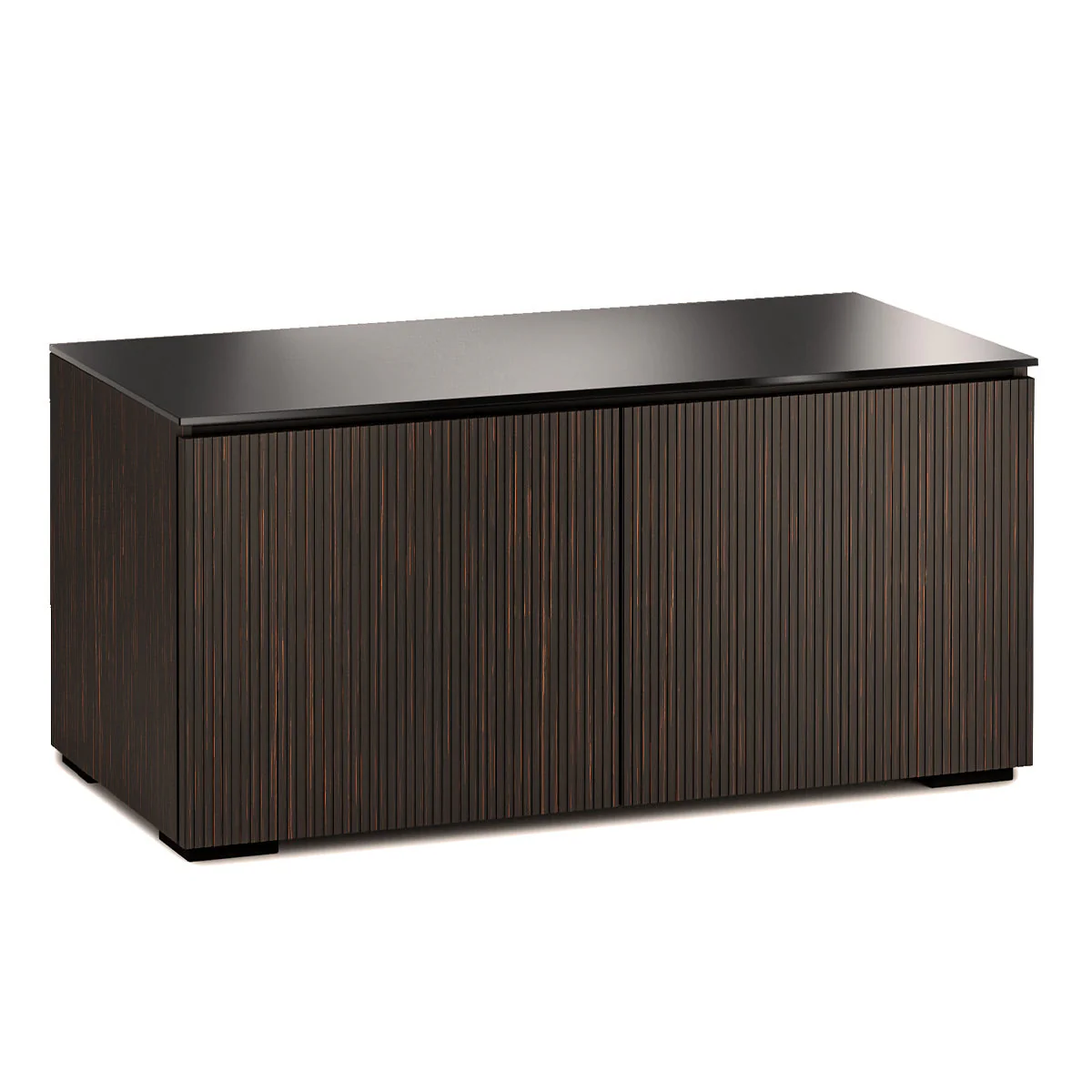 Salamander Chameleon Manhattan 221 Twin AV Cabinet (Maro Ebony Doors, and Sides, Black Glass Top)