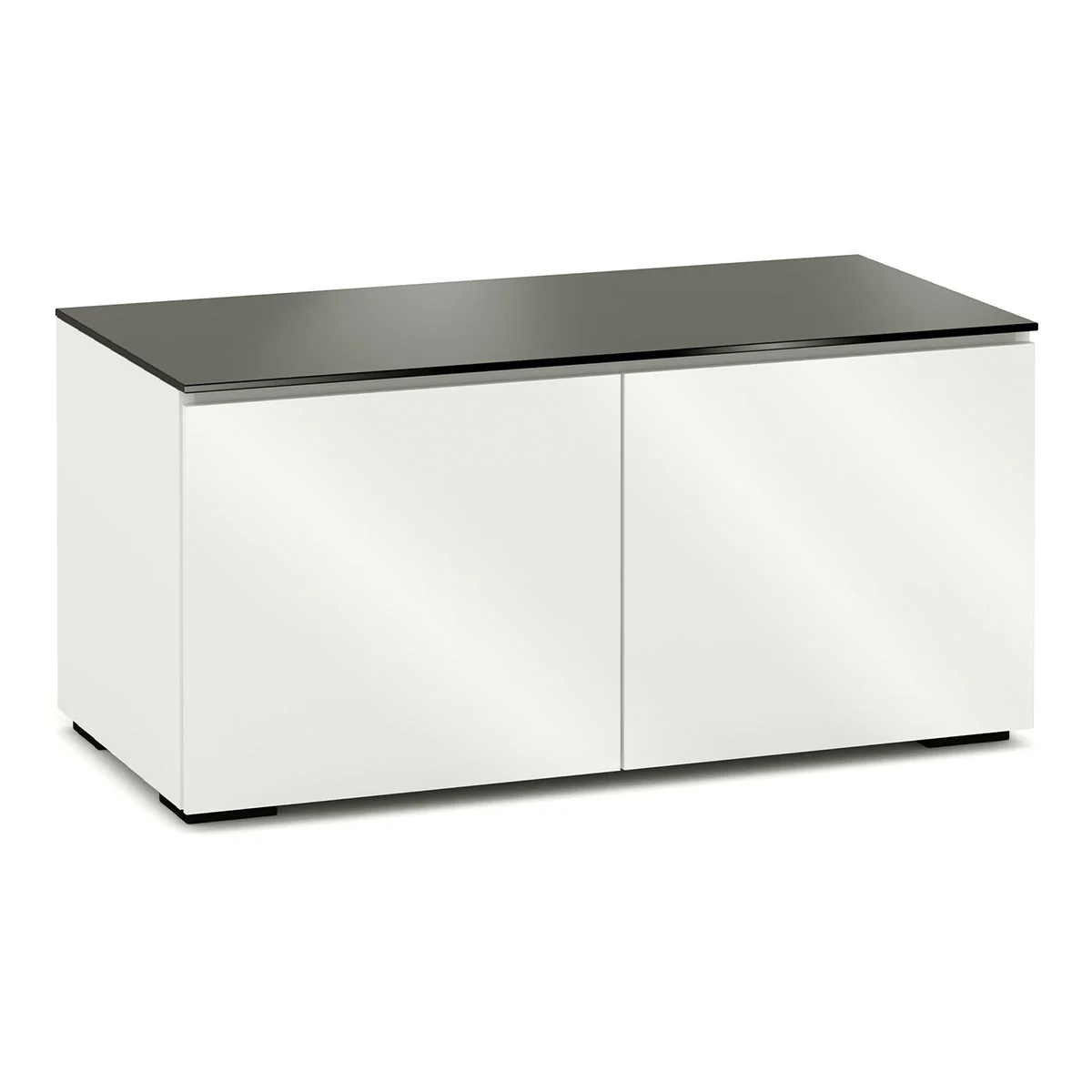 Salamander Chameleon Miami 221 Twin AV Cabinet (High Gloss White with Black Glass Top)