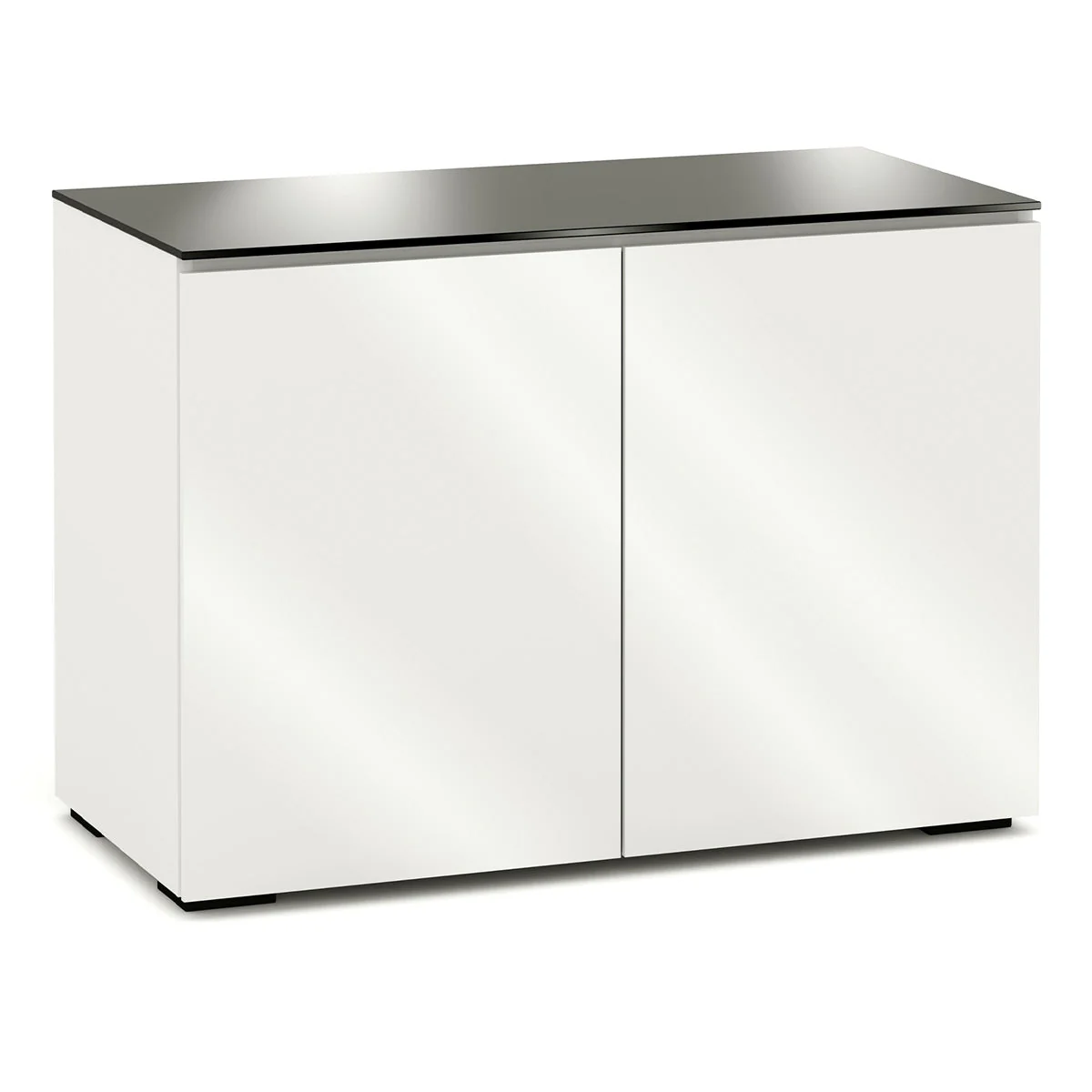 Salamander Chameleon Miami 323 Twin AV Cabinet (High Gloss White with Black Glass Top)