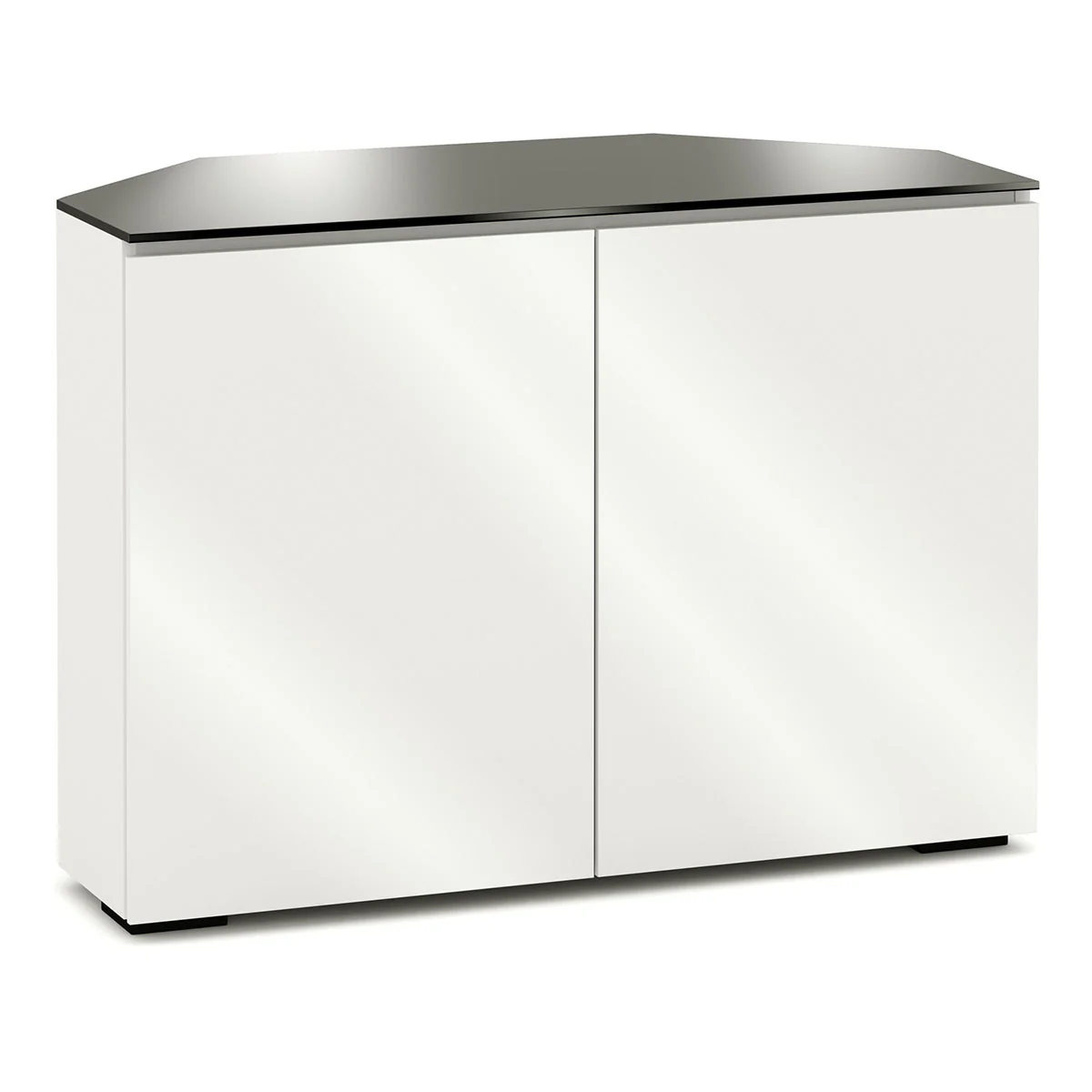 Salamander Chameleon Miami 323 Twin Corner AV Cabinet (High Gloss White with Black Glass Top)
