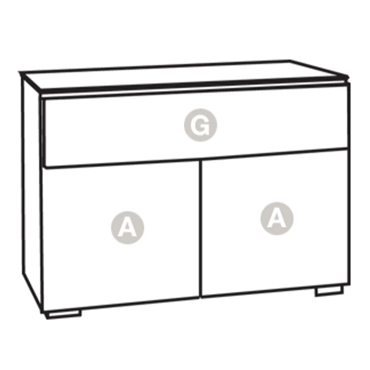 Salamander Chameleon Miami 329 Twin Cabinet (High Gloss White with Black Glass Top) - Image 3