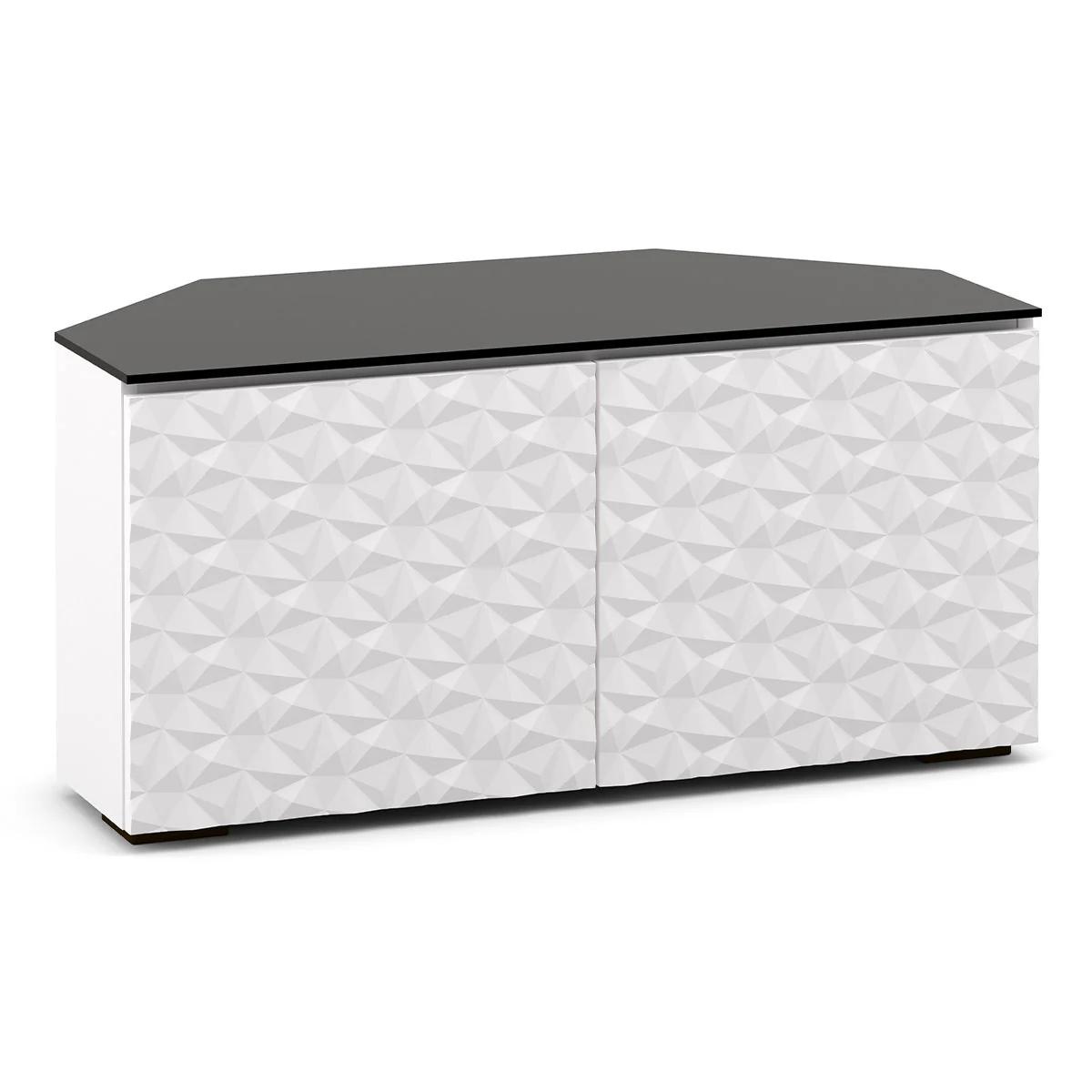 Salamander Chameleon Milan 221 Twin Corner AV Cabinet (Geometric White with Black Glass Top)