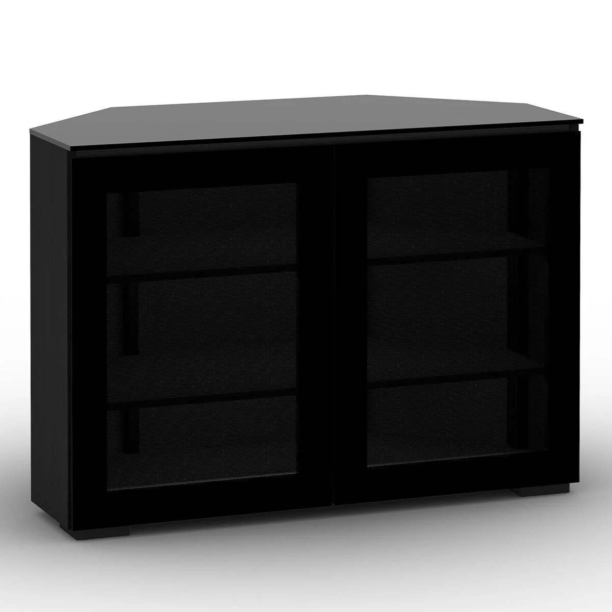 Salamander Chameleon Oslo 323 Twin Corner AV Cabinet (Black Oak with Smoked Glass & Black Glass Top)