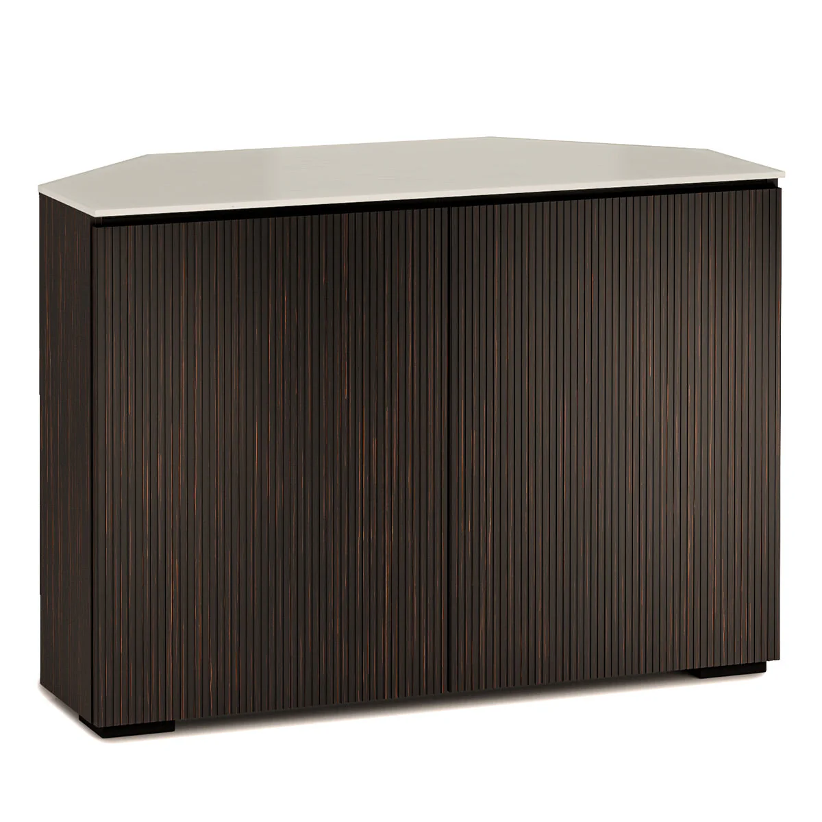 Salamander Chameleon Manhattan 323 Twin Corner AV Cabinet (Maro Ebony Doors, Matte Taupe Glass Top)