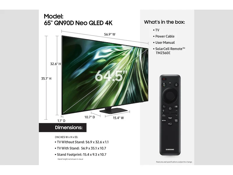 Samsung 65 Inch Class Neo QLED 4K QN90D TV - Image 5