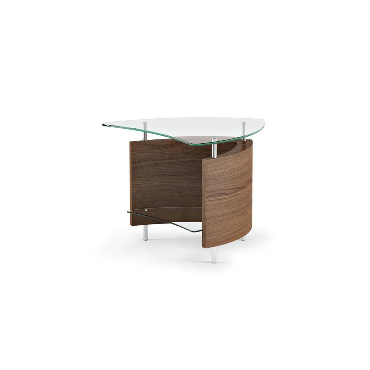 BDI Fin 1110 Modern Glass End Table (Natural Walnut)