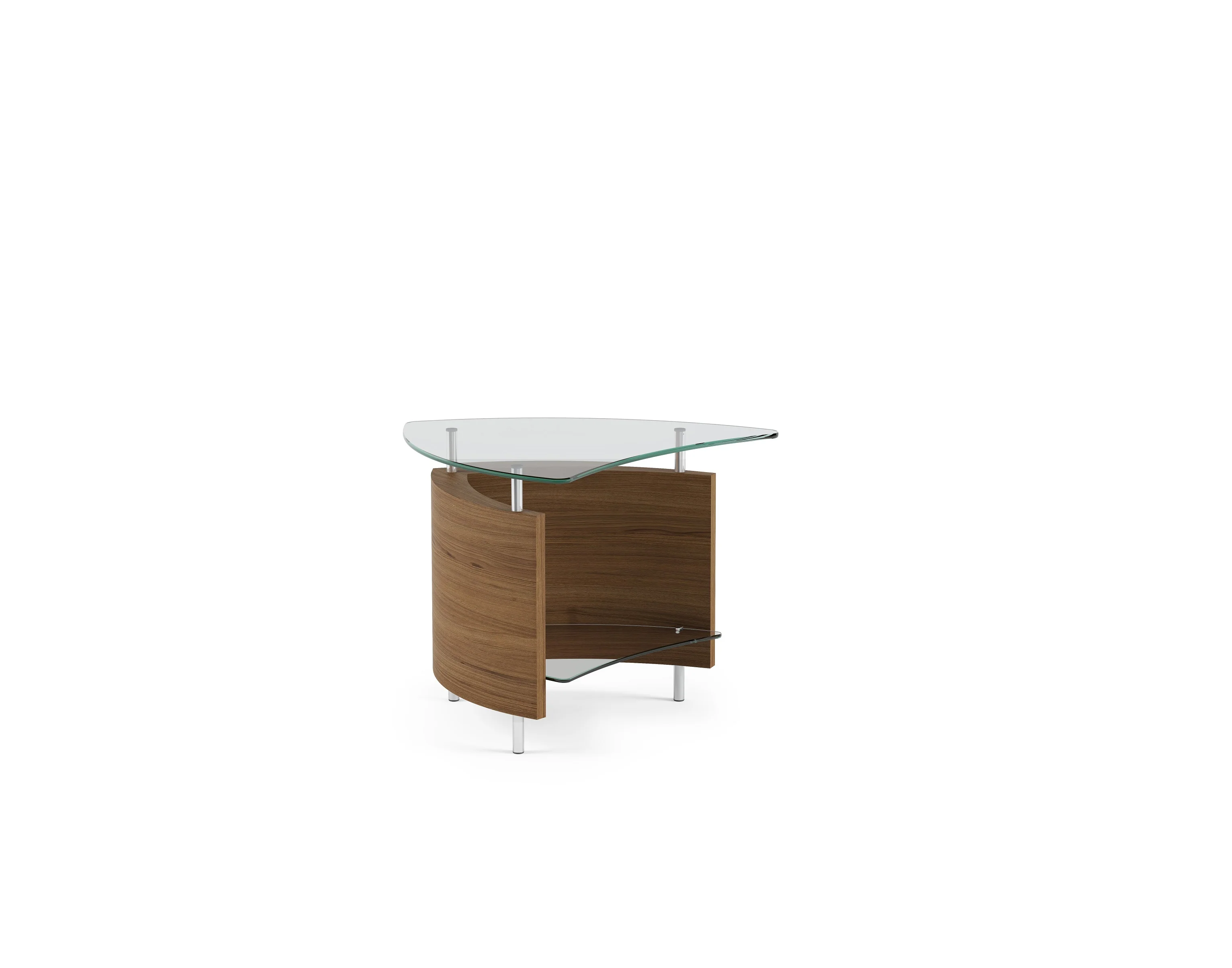 BDI Fin 1110 Modern Glass End Table (Natural Walnut) - Image 2