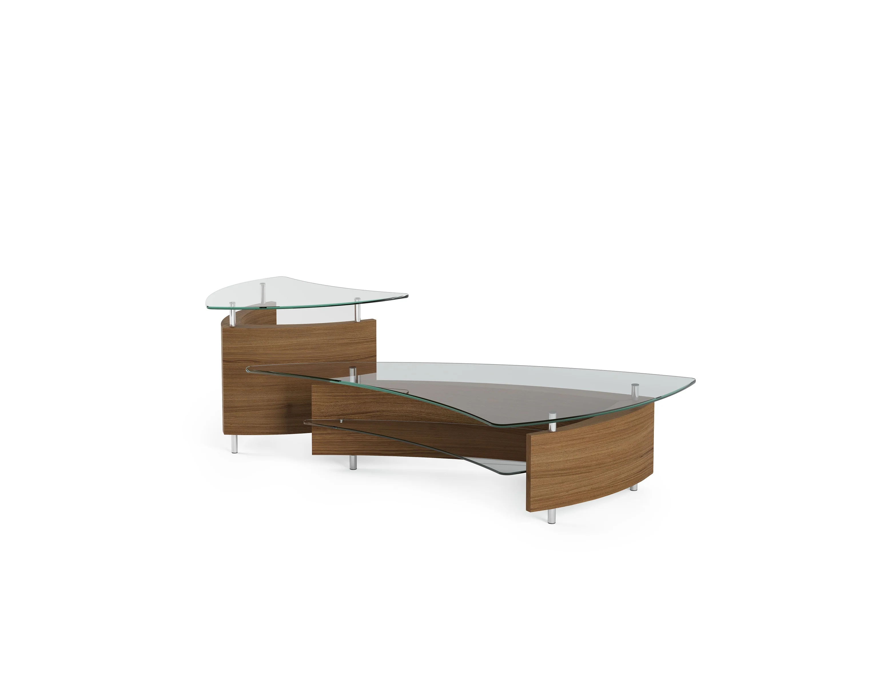 BDI Fin 1110 Modern Glass End Table (Natural Walnut) - Image 6